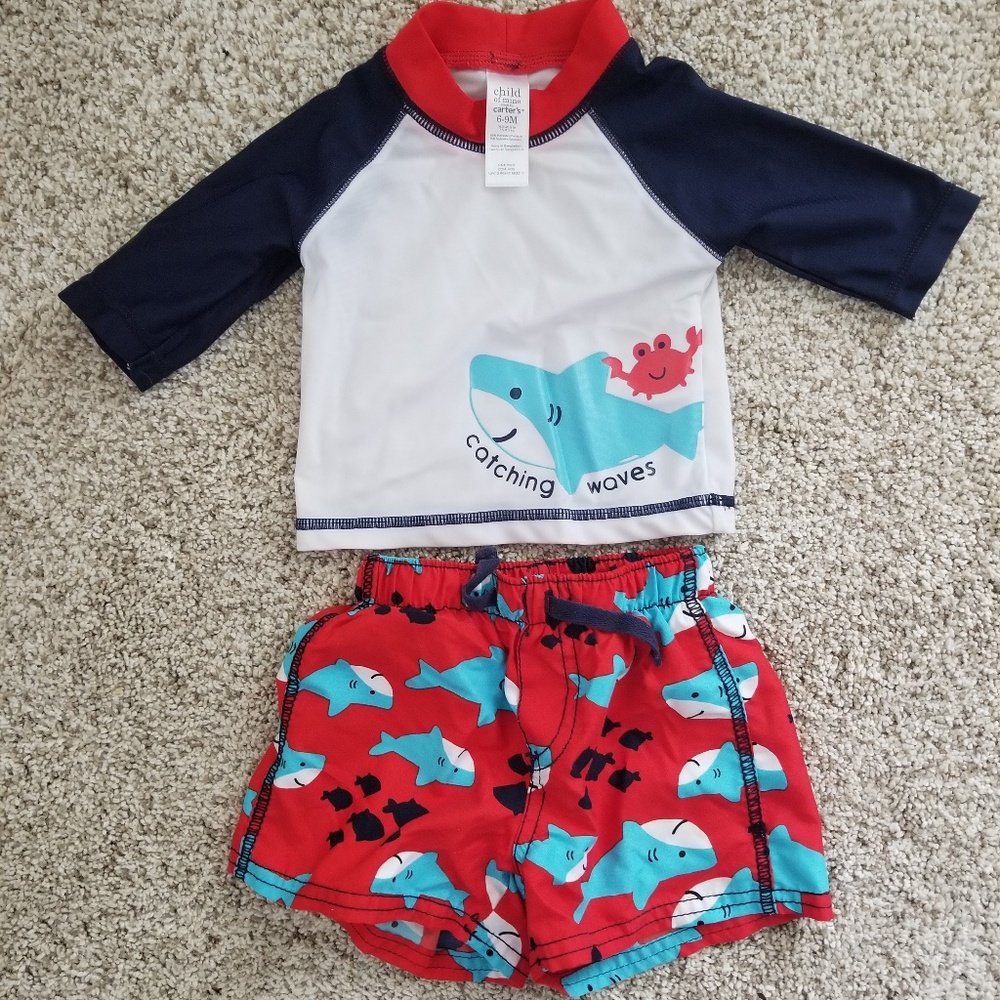 *FREE WITH PURCHASE!* shark swim suit trunks & top